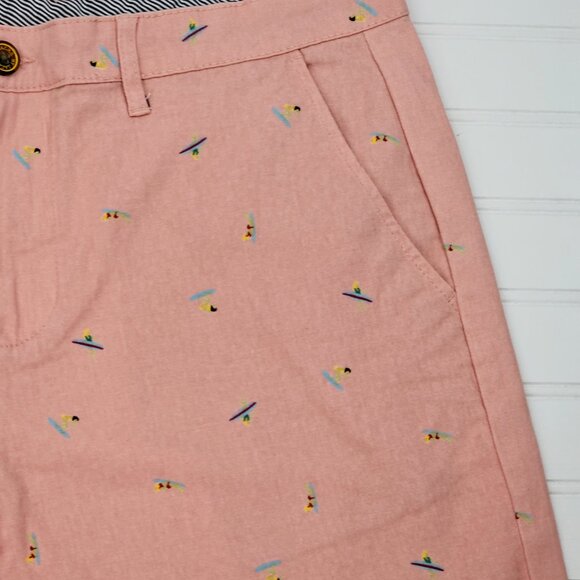 Jachs Men's Pink Surfer Print Stretch Twill Chino Bleecker Shorts Size 33 NWT - Picture 3 of 15